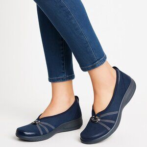 Bzees Niche Dark Blue Denim Slip-On Sneaker Style Shoes